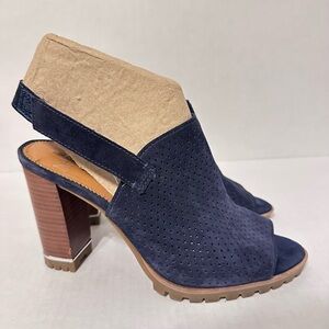 Franco Sarto Blue suede Slingbacks black size 8 High heels block heel